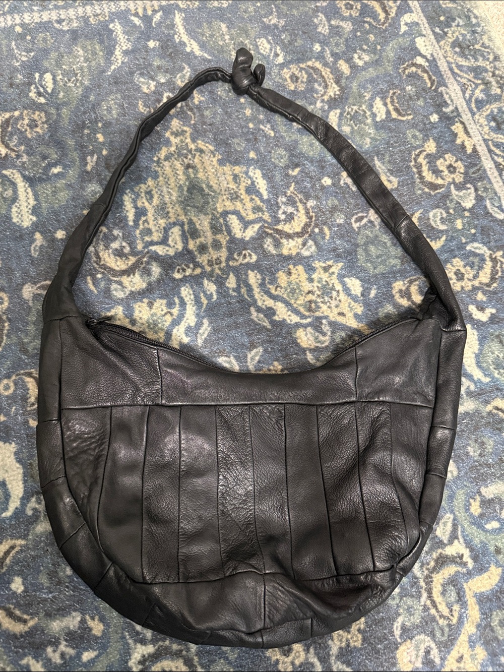 Vera Pelle Black Leather Slouchy Crossbody Hobo